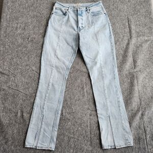 Abercrombie & Fitch The Skinny High Rise Jeans Acid Wash Women's 31/12 Split Hem